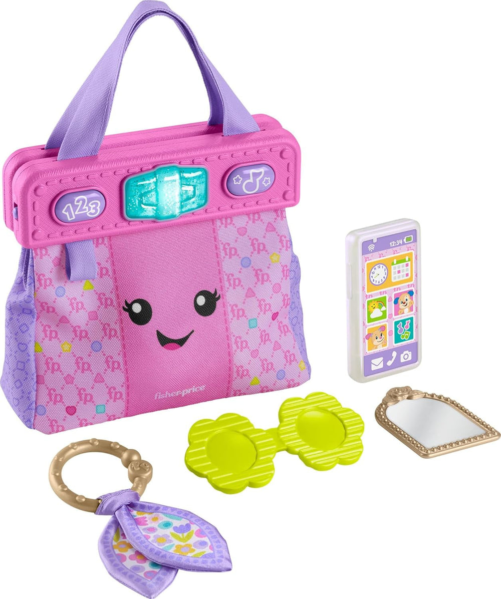Fisher-Price Baby Learning Toy Laugh & Learn Purse, Going Places Bag with 4 Pretend Play Accessories for Babies & Toddlers 6 months and up, HTW89 Jucarii Bebe Naty Shop Standard