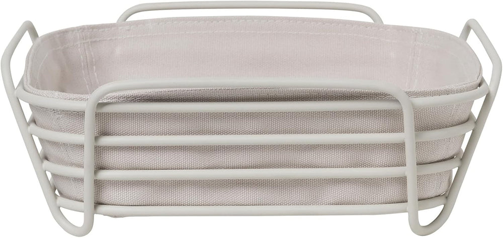Blomus -DELARA- coș de pâine mărimea L, pătrat, pungă detașabilă din material textil, design elegant, 26 x 26 cm, culoare Moonbeam (64075) Cutii depozitare alimente Naty Shop Rază de lună O mărime
