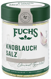 Fuchs Gewürze - Knoblauchsalz - Gewürzsalz für Dips, Saucen und Gemüse - natürliche Zutaten - 90 g in wiederverwendbarer, recyclebarer Dose