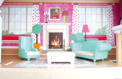 Bino Casă mare de păpuși din lemn pentru copii de la 3 ani (accesorii pentru camera copiilor, casă de jucărie, inclusiv accesorii pentru casa de păpuși, 5 camere, 3 niveluri de joc, 111 piese), Multicolor Casute de papusi Naty Shop