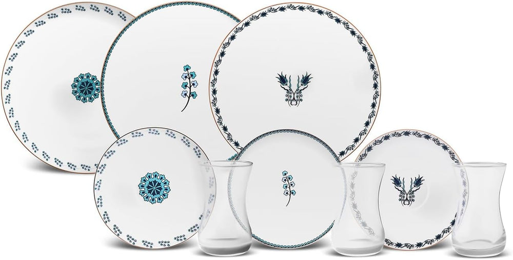 Set de deserturi Karaca İznik pentru 6 persoane, 18 piese - veselă elegantă pentru deserturi delicioase