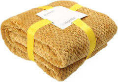HOMLA Noah Pătură decorativă moale - pătură confortabilă din fibre de poliester pentru casă pătură pufoasă pentru canapea pat - 150 X 200 cm model de boabe de orez culoare muștar Paturi si Cuverturi Besuche den HOMLA-Store