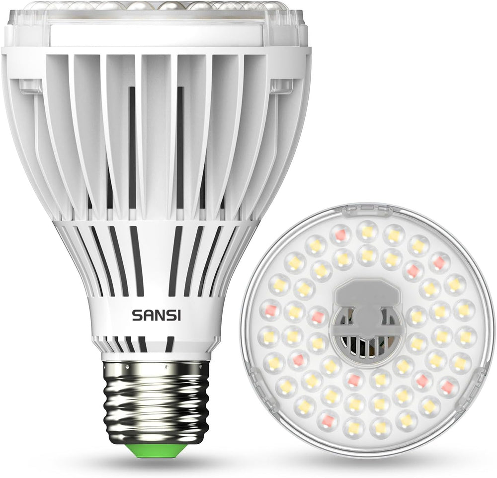 SANSI Lampă LED cu spectru complet de 30W pentru plante de interior, echivalent 250W, lampă de creștere E27 cu PPFD ridicat, lampă de creștere 4000K 660nm cu unghi de fascicul de 60° pentru răsaduri, legume, flori, hidroponie