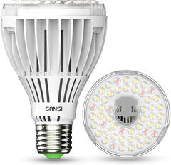 SANSI Lampă LED cu spectru complet de 30W pentru plante de interior, echivalent 250W, lampă de creștere E27 cu PPFD ridicat, lampă de creștere 4000K 660nm cu unghi de fascicul de 60° pentru răsaduri, legume, flori, hidroponie
