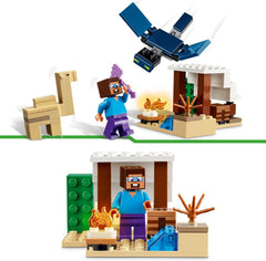 LEGO Minecraft Steves Wüstenexpedition - Spielzeughaus mit 3 Figuren - Spielzeug mit Minifiguren von Steve, Werkbank & verzauberte Axt - Gamer Geschenk für Jungen & Mädchen ab 6 Jahren - 21251