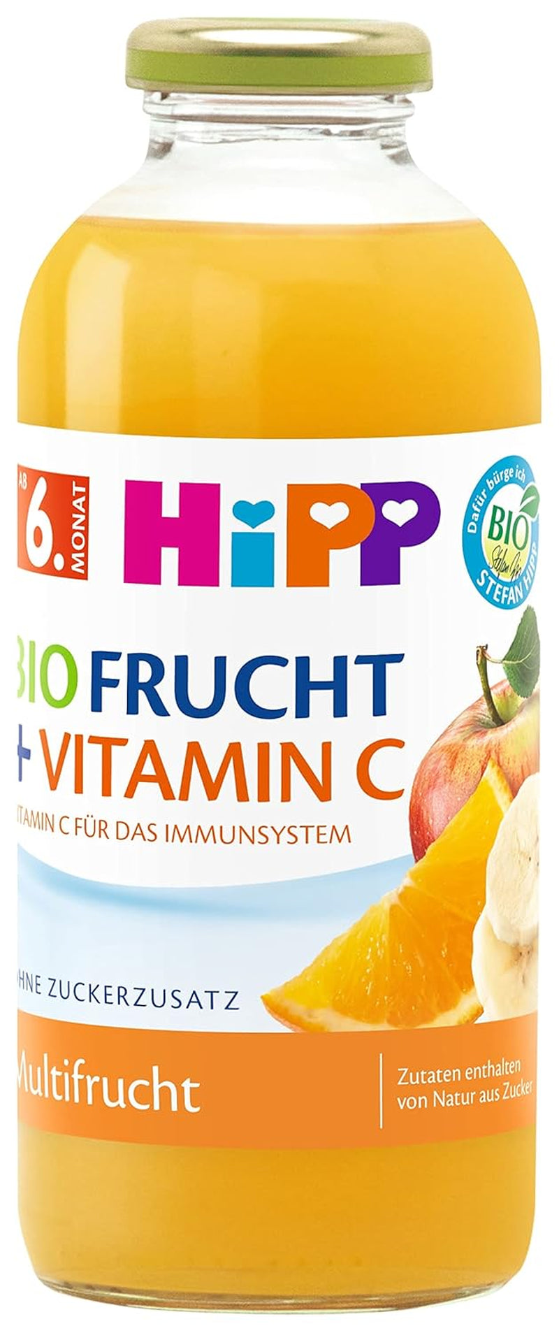 HiPP Multifruct cu vitamina C, băutură pentru bebeluși de la 6 luni (6 x 0,5l), fără zahăr adăugat, ușoară și cu conținut scăzut de aciditate, de cea mai bună calitate organică