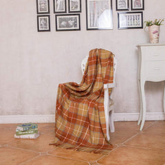 G Lake Orange Plaid Blanket Throw Acrylic Soft Reversible Coloured Fringed Bedspread Gift For Christmas Decorations 127 Cm W X 170.2 Cm L-Pumpkin Orange Paturi si Cuverturi G Lake
