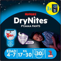 Scutece tip pantaloni Huggies Drynites Spiderman, 4-7 ani, 30 per pachet Mama si Copilul Naty Shop