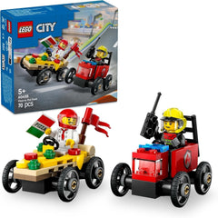 LEGO City Pizza Delivery Van Vs. Pizza Truck - Jucărie cu cutie de săpun pentru fete și băieți de la 5 ani - Set de construcție cu 2 minifigurine șofer - Cadou aniversar și de vacanță 60458 Seturi de constructie Besuche den LEGO-Store Titlu implicit