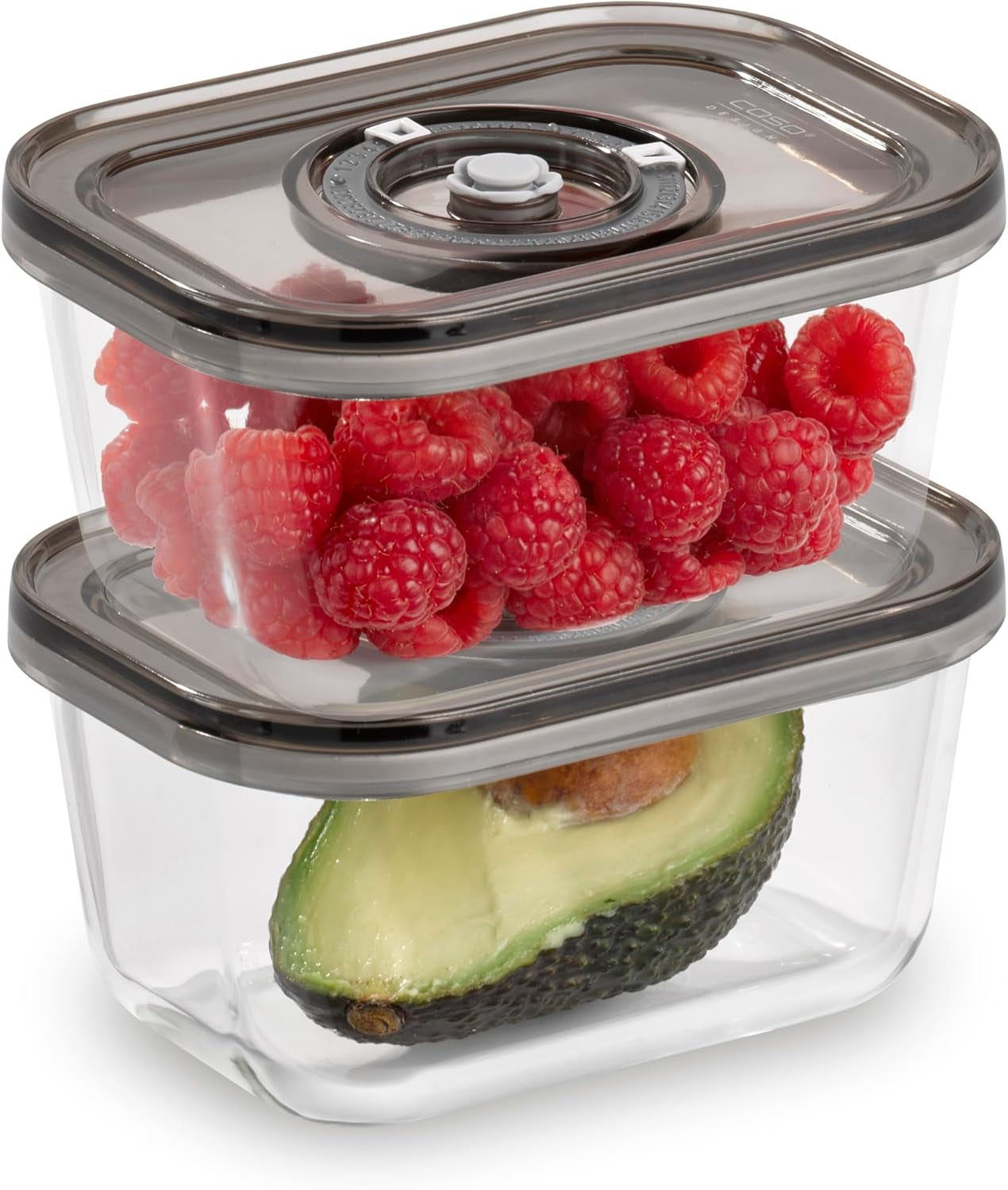 Set Caso Vacu OneTouch Eco, sigilator manual de vid, inclusiv 3 recipiente de vid din sticlă și VacuBoxx Eco-Duo S - recipient de prospețime în vid / 2 recipiente cu 500 ml fiecare Cutii depozitare alimente Naty Shop