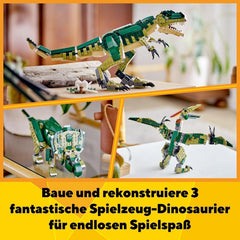 LEGO Creator T.Rex, Dino 3-in-1 pentru transformare în Triceratops sau Pterodactil, model de dinozaur mobil pentru copii, cadou pentru băieți și fete 31151 Seturi de constructie Besuche den LEGO-Store