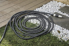 GF SRL, Aquapop Grey Easy 10, furtun împletit autoextensibil de 10 metri, fabricat în Italia, cu mini pulverizator de grădină și conectori pentru irigarea grădinii, gri închis