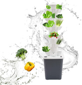 Turn hidroponic cu 30 de capsule, sistem de creștere hidroponică pentru grădină, kit de creștere verticală hidroponică cu 6 niveluri, turn aeroponic cu pompă de hidratare, adaptor și pat de însămânțare (gri)