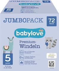 Scutece Premium Active Plus, mărimea 5, Junior 12-25 kg, pachet Jumbo, 2 x 36 bucăți, 72 bucăți