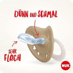 Suzete NUK Signature pentru bebeluși | 0-6 luni | Calmează 95% dintre bebeluși | Suzete din silicon în formă de inimă, fără BPA | Cu husă | Inimioare roz | Pachet de 2