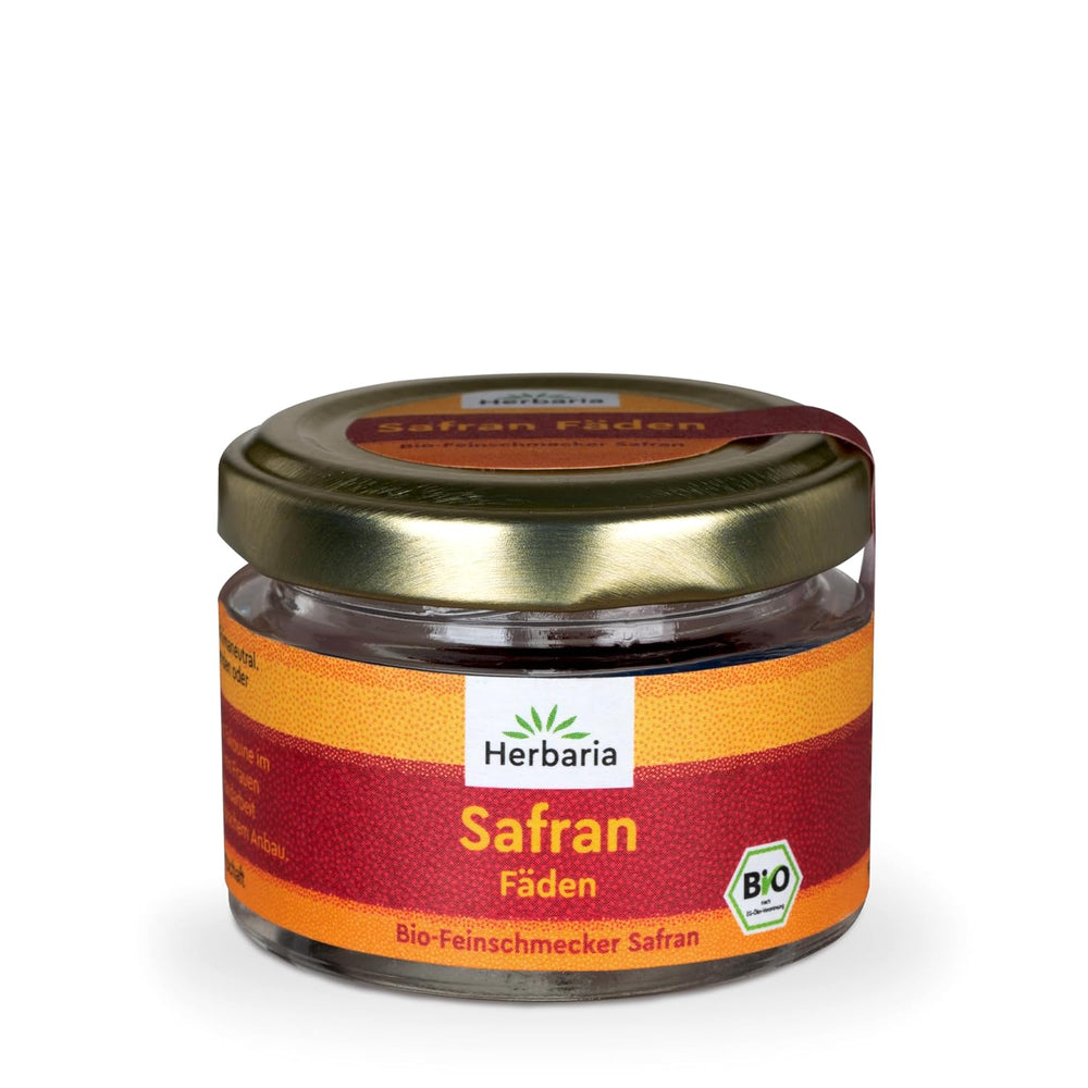 Herbaria Safran-Fäden bio 0,5g im Glas – Bio Safran-Fäden aus dem berühmten Safran-Ort Taliouine in Marokko – Safranfäden in Premium Bio-Qualität – Saffron Premium - Safran première catégorie