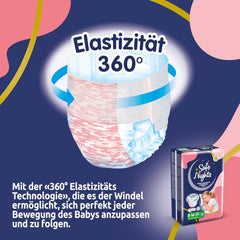 Safe Nights Girl, chiloți absorbanți de noapte pentru fete cu vârsta cuprinsă între 8 și 16 ani (30-50 kg), 14 bucăți