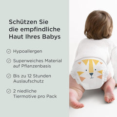 Scutece Kit & Kin Premium, mărimea 4 (9-14 kg), 128 bucăți, pe bază de plante și hipoalergenice, protecție fiabilă împotriva scurgerilor, vegane și fără cruzime