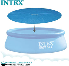 Intex 28014 - Prelată solară, Prelată izolată termic pentru piscine rotunde Easy Set/Frame, Polietilenă, Albastră, ⌀ 488 cm