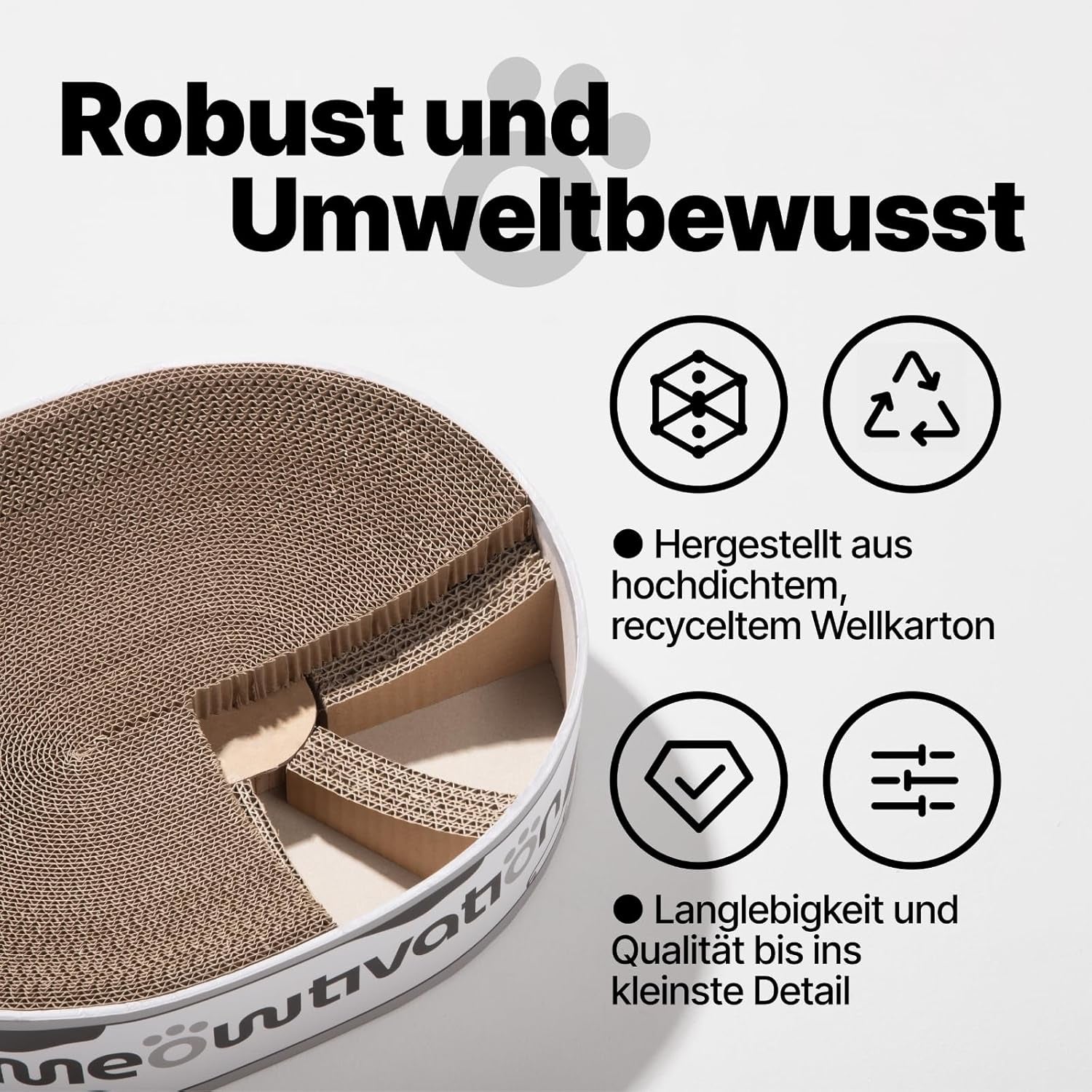 Pat de zgâriat pentru pisici - Placă de zgâriat de 42 cm din carton ondulat 100% reciclat, Pat pentru pisici mari cu catnip natural, Accesoriu robust pentru pisici mici și mijlocii, Pat de zgâriat pentru pisici