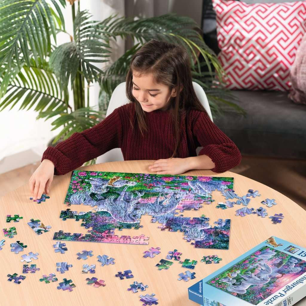 Ravensburger puzzle pentru copii - 10021 Einhörörner Im Abendrot - Puzzle fantezie pentru copii de peste 7 ani, cu 150 de piese în format XXL Puzzle Naty Shop