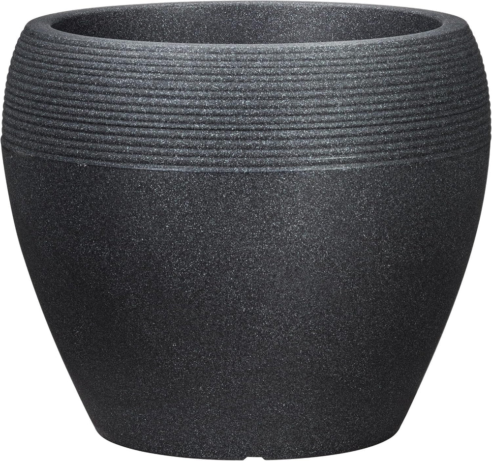 Scheurich Lineo, ghiveci din plastic, granit negru, diametru 30 cm, înălțime 24,1 cm, volum 11 l.