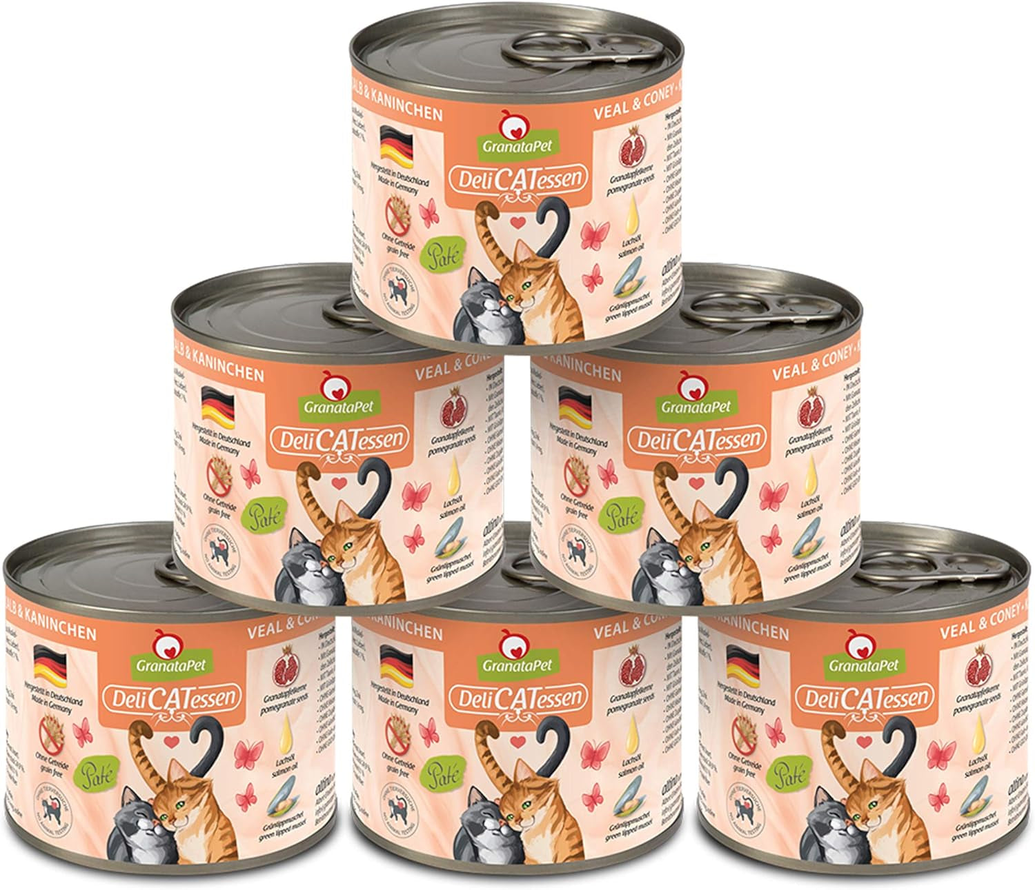 Granatapet Delicatessen Chicken PUR, hrană umedă pentru pisici, hrană fără cereale & fără zahăr adăugat, hrană pentru pisici cu conținut ridicat de carne & uleiuri de înaltă calitate, 6 X 400 G
