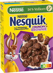 Nestlé NESQUIK Crunchy Brownie, cereale crocante pentru micul dejun cu bucăți de ciocolată și o formă inovatoare pentru un plus de crocant, pachet de 7 (7 x 300g)