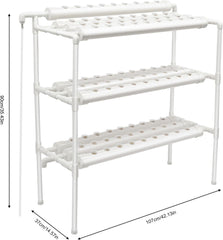 Kit de creștere hidroponică cu 3 straturi cu 90/108 poziții de plantare și pompă de apă, sisteme de creștere a plantelor fără sol din PVC, kituri de creștere hidroponică pentru cultivarea legumelor și fructelor (108 poziții de plantare)