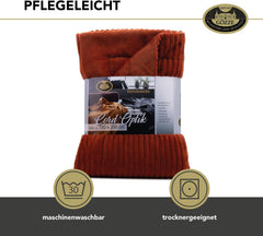 Gözze - Pătură confortabilă și moale în aspect corduroy, 1620G/bucata, 150 X 200 Cm - scorțișoară Paturi si Cuverturi Besuche den Gözze-Store