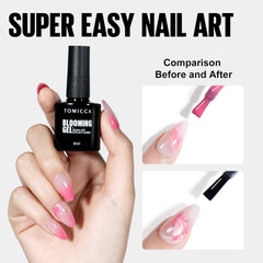 TOMICCA Clear Blooming Gel Nagellack, UV LED Spreading Nagellack Für Nageldesign, Marmor, Aquarell Blüten Nail Art Polish 8Ml