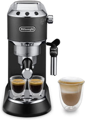De'Longhi Dedica Style EC 685.B – Espressor cu portafiltru, espressor cu spumator de lapte profesional, doar 15 cm lățime, pentru cafea măcinată sau capsule ESE, rezervor de apă de 1 l, negru