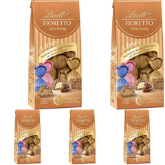 Ciocolată - Asortiment FIORETTO Minis | 115 g | Aprox. 10 praline de ciocolată cu lapte în arome de marțipan, cappuccino și nuga, conține alcool | Set cadou ciocolată | Set cadou ciocolată (pachet de 5)