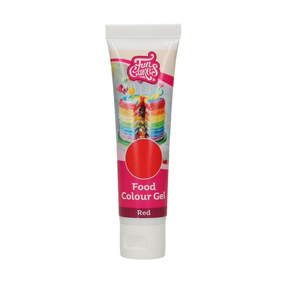 Colorant alimentar Funcakes, gel roșu: Colorant alimentar foarte concentrat pentru aluat, cremă, fondant și marțipan. Dozare ușoară. Picătură individuală pentru a crea culori vibrante. Halal. 30 g.