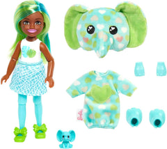 Barbie Cutie Reveal, Chelsea Puppe mit Elefantenzubehör, 7 Überraschungen, Haustier, Farbwechseleffekt, inkl Cutie Reveal Puppe, Geschenk für Kinder, Spielzeug ab 3 Jahre,HKR13