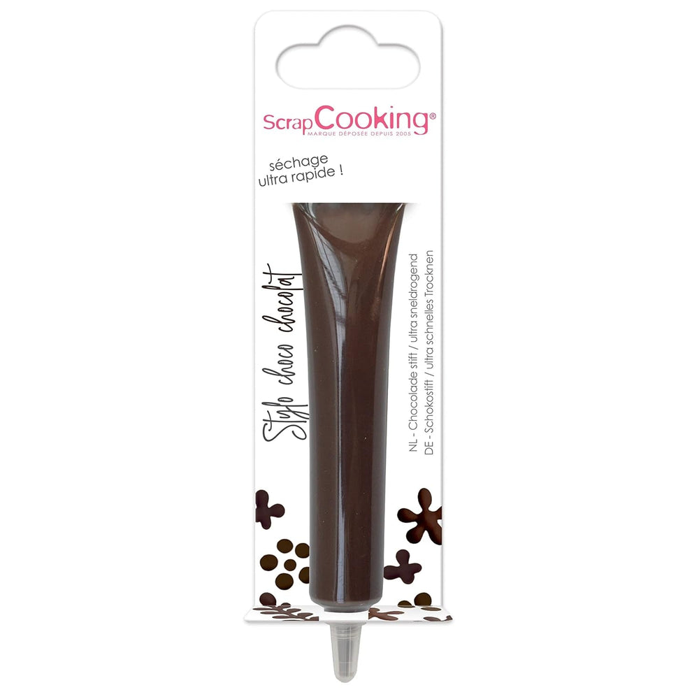 Scrapcooking - Pix Ciocolată Maro - Zahăr Scris Ciocolată 25 g - Pix Zahăr Decorativ Comestibil - Scriere și Desen - Etichetare Fondant, Glazură, Prăjituri - 6801