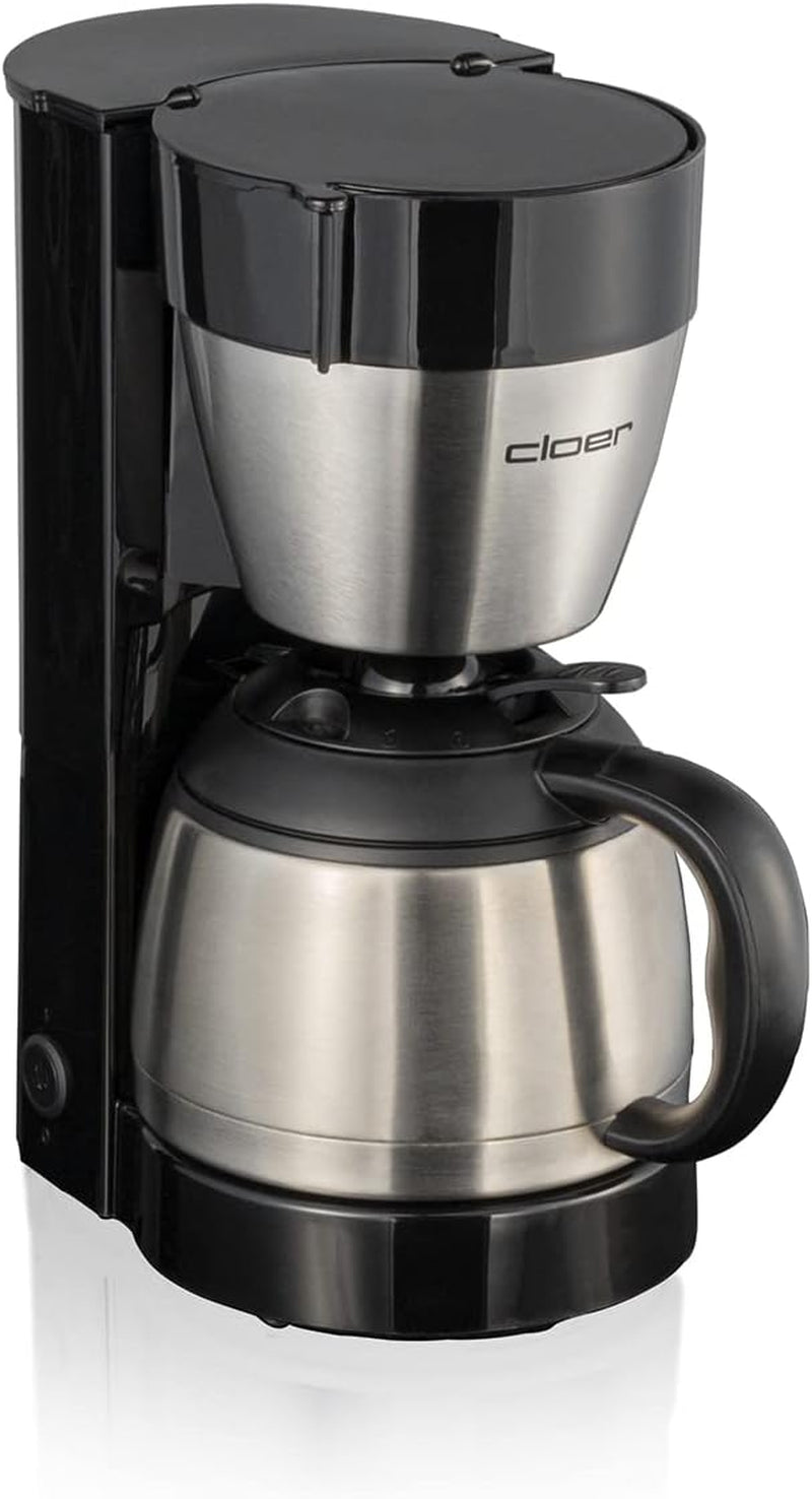 Espressor cu filtru Cloer 5009 cu funcție de menținere la cald, pentru până la 8 cești, 800 W, cu carafă izolată din oțel inoxidabil, cană filtrantă 1x4, negru