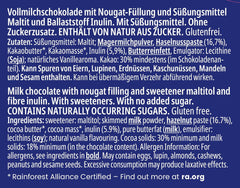 frankonia CIOCOLATĂ FĂRĂ ZAHĂR ADĂUGAT Ciocolată cu nuga, fără gluten, 100 g (pachet de 4)