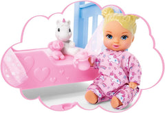 Simba Steffi Love Sweet Dreams / Păpușă cu bebeluș drăguț și pătuț / cu funcție de strălucire în întuneric / 12 piese / 29cm / Pentru copii cu vârsta de 3 ani și peste