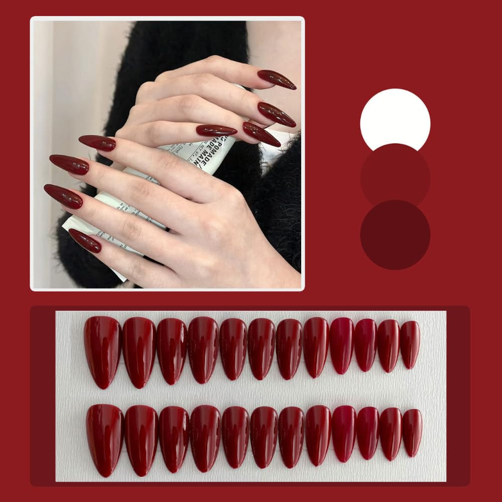 Unghii artificiale, Migdala franțuzească, Lungi, Unghii artificiale cu lipici, Pentru femei, Fete, Accesorii sau idee de cadou, Pentru nuntă, ziua de naștere, Crăciun, Ziua Îndrăgostiților