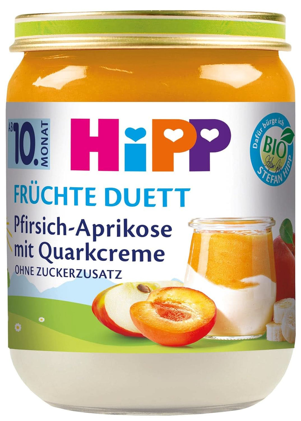 Hipp Organic Fruit Duet Piersică și Caise cu cremă de brânză, pachet de 6 (6 X 160 grame) Mama si Copilul Naty Shop 6 x 160 grame Piersică și Caise cu cremă de brânză