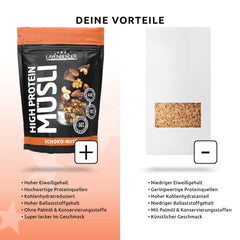 Layenberger 3K High Protein Müsli, 50% Eiweiß Und 18% Kohlenhydrate - Single Pack (1X 390 G) - Schoko-Nuss Cereale Naty Shop