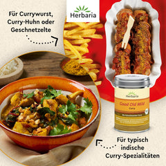 Herbaria Good Old Mild Curry bio 80g M-Dose – Currypulver, Currymischung - Bio-Gewürzmischung für klassische Curry-Spezialitäten z.B. Currywurst - erlesenen Zutaten in nachhaltiger Aromaschutz-Dose