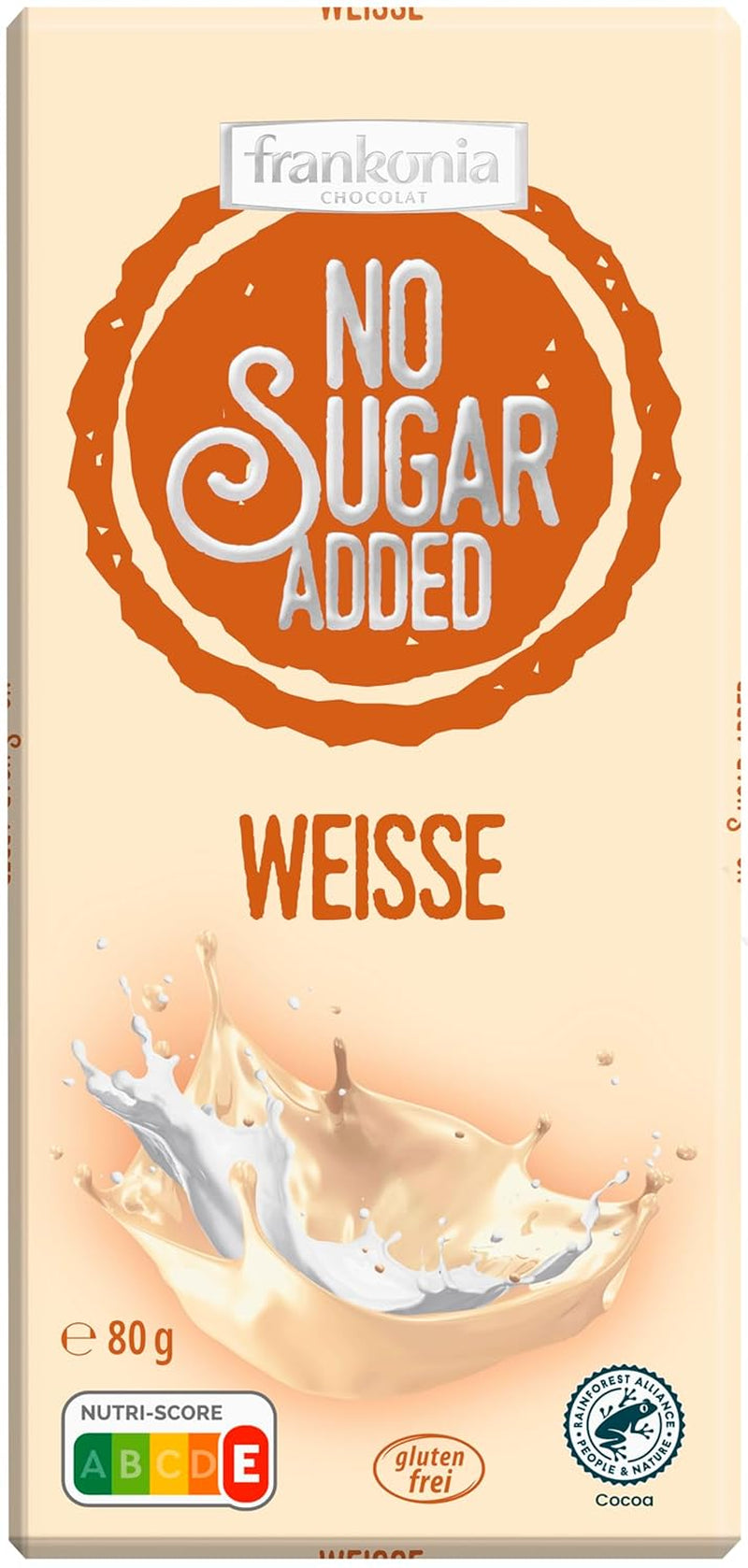 frankonia CIOCOLATĂ FĂRĂ ZAHĂR ADĂUGAT Ciocolată albă fără gluten, 80 g
