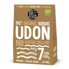 Tăiței Udon Shirataki Konjac Bio 385g – Conținut scăzut de calorii, fără gluten, vegani – preparați din rădăcină de konjac, bogați în fibre DIET-FOOD