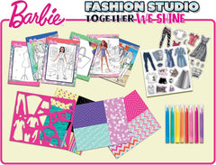Lisciani - BARBIE - Skizzenbuch Set Wir Glänzen - Modestudio - Models zum Anziehen - Kreatives Spiel - Supermodische Kleidung - Farbmarker - Für Mädchen ab 4 Jahren