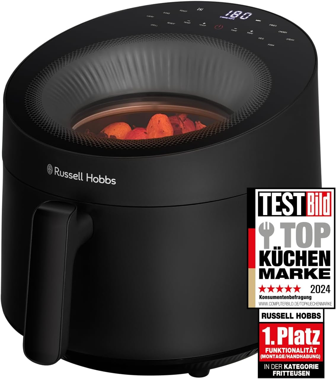Russell Hobbs Airfryer, 5 litri, 10 programe, fereastra de vizualizare Electrocasnice Naty Shop Negru