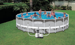 Pompă filtrantă cu nisip Intex 26676 Krystal Clear cu sistem de apă sărată, debit de apă 7900 L/h, debit sistem 6000 L/h, pentru piscine de până la 32200 L, plastic, alb