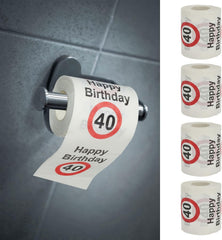 Set de 4 hârtii igienice "La mulți ani 40" │40th birthday 24 metri 2-țesături 180Gr/Qm │ Hârtie igienică motiv hârtie igienică (4 X hârtie igienică 40)