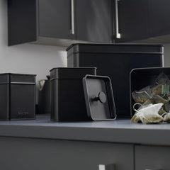 Salter BW12614EU7 Set de cutii de depozitare Kuro - 4 recipiente de bucătărie, pâine/ceai/cafea/zahăr, cutii pătrate de organizare, ușor de curățat, păstrează alimentele proaspete, negru Cutii depozitare alimente Naty Shop